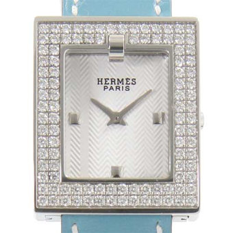 HERMES エルメス時計コピー ウォッチ BE1.230.160/MWJE ダイヤベゼル レザー ブルージーン/ホワイト レディース ブラックアリゲーター